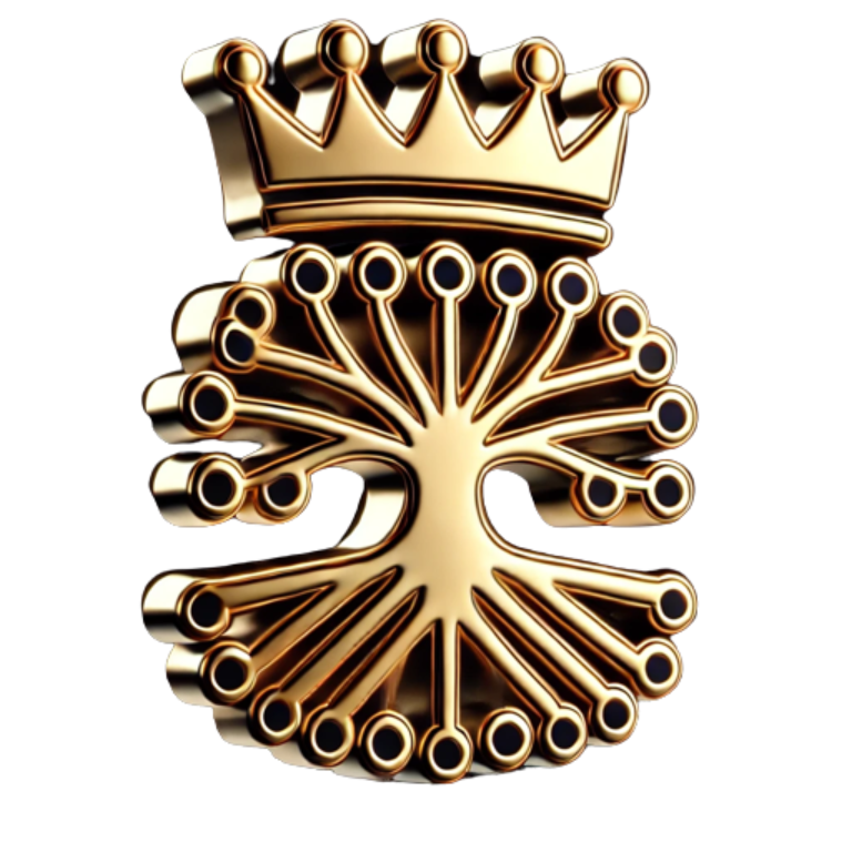 Gold emblem with tree and crown - Spiritual Education