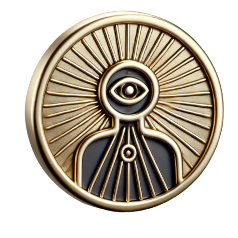 Gold emblem with eye and rays - AI Spiritual Guidance